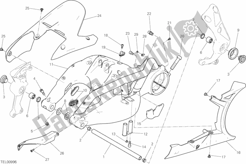 All parts for the Swing Arm of the Ducati Diavel Xdiavel S Thailand 1260 2019